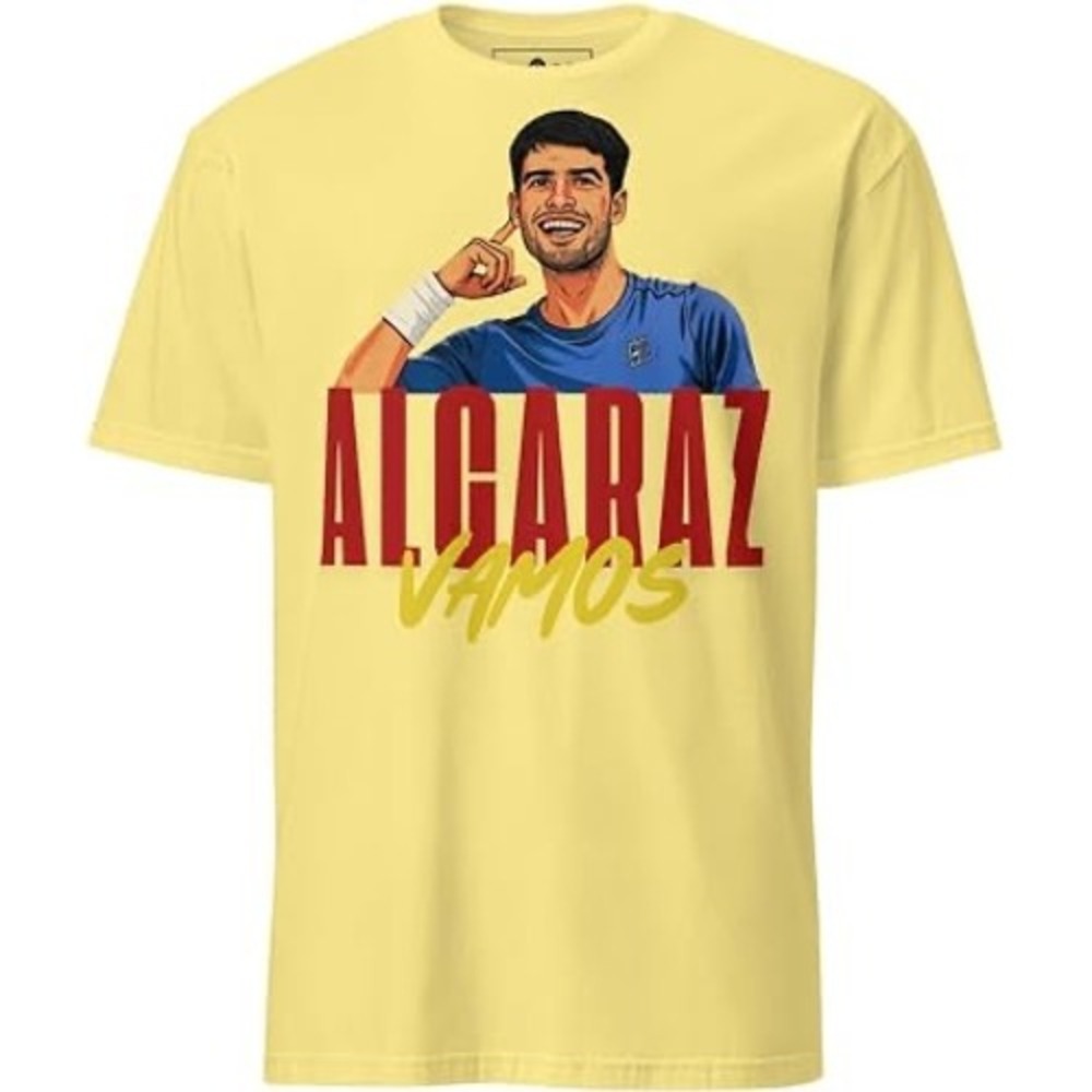 Shop Sphere Carlos Alcaraz Vamos Tennis Graphic T-Shirt Yellow Short Slv